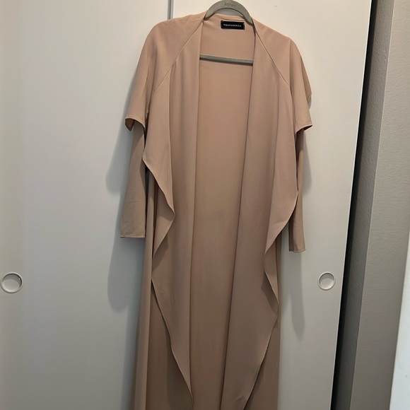 NAKED WARDROBE • TAN SHEER CHIC DRAPED TRENCH COAT • S/M - Picture 1 of 6